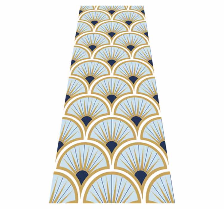 Tapis vinyle salle de bain nuances de bleu art deco - TenStickers