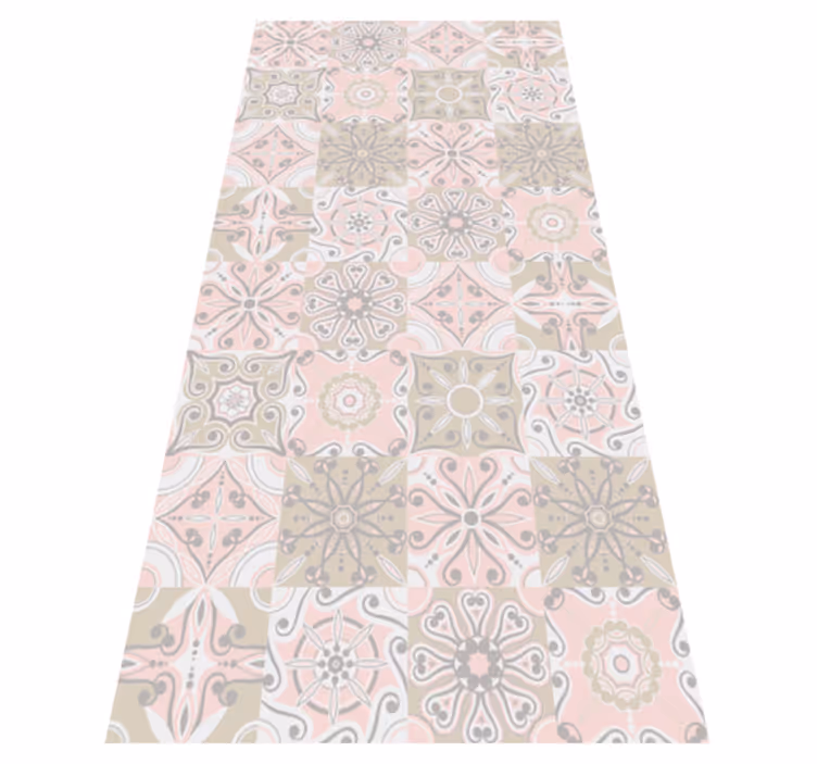 Tapis vinyle salle de bain carreaux rose et gris - TenStickers