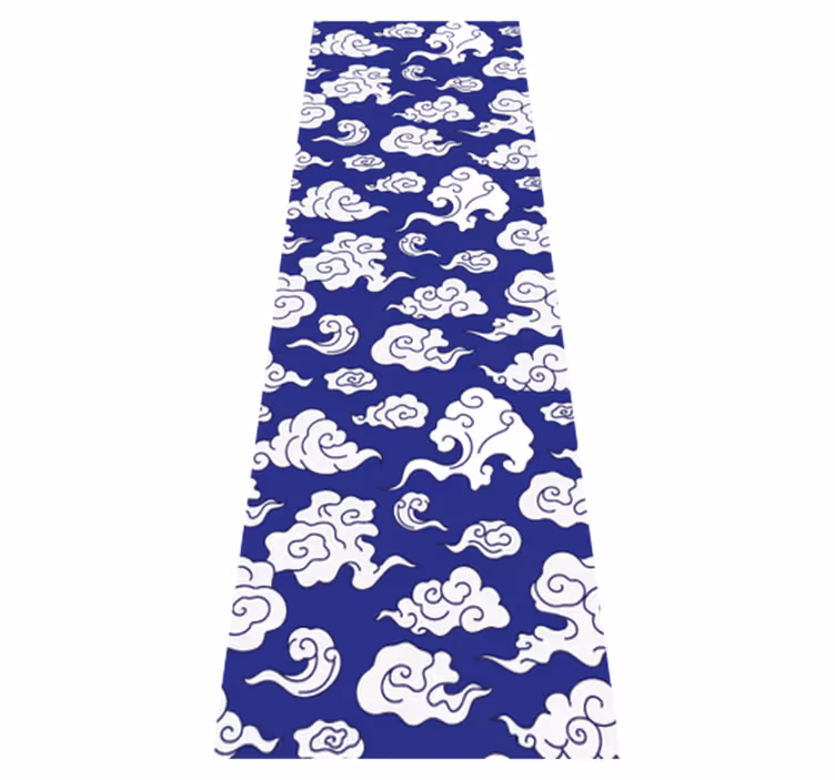 Tapis vinyle salle de bain nuages blancs sur fond bleu - TenStickers