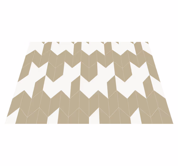 Tapis vinyle salle de bain motif géométrique blanc et beige - TenStickers