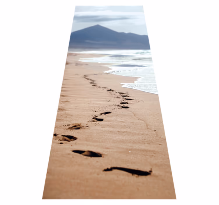 Tapis vinyle salle de bain empreinte sur la plage - TenStickers
