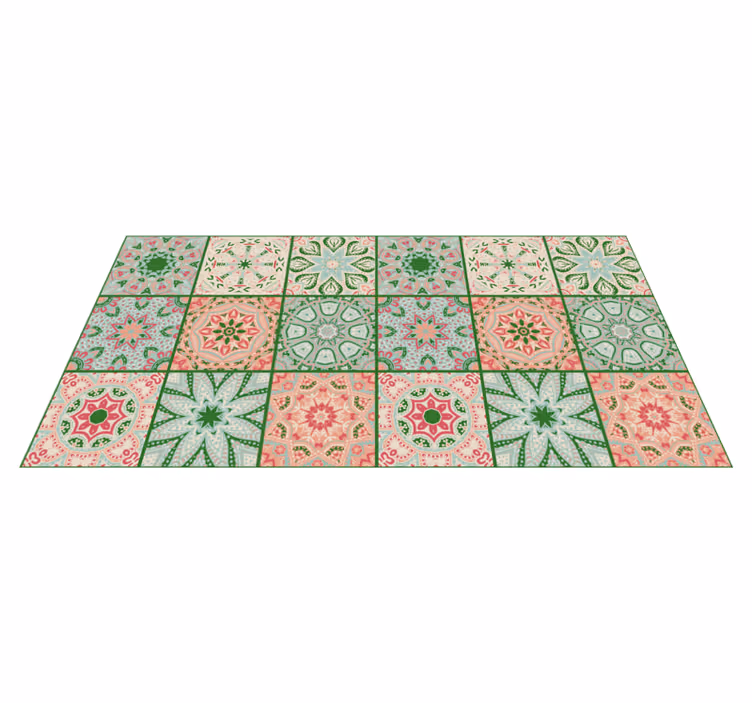 Tapis vinyle salle de bain décor carreaux bleu vert - TenStickers