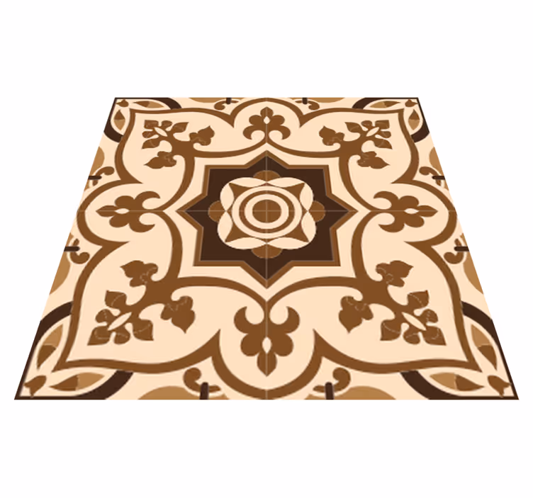 Tapis vinyle salle de bain motif carreaux espagnols marron - TenStickers