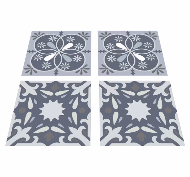 Tapis vinyle salle de bain autocollant fleur bleue - TenStickers