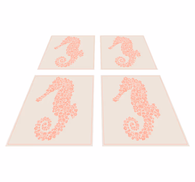 Tapis vinyle salle de bain hippocampe floral - TenStickers