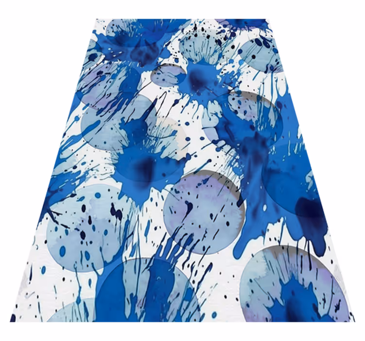 Tapis vinyle salle de bain cercles d'encre bleue - TenStickers