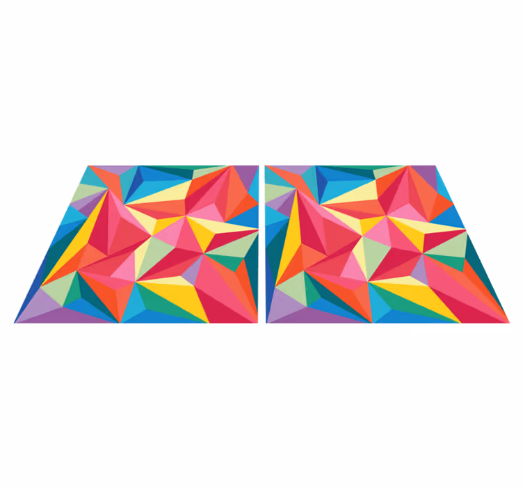 Tapis vinyle salle de bain image géométrique multicolore - TenStickers
