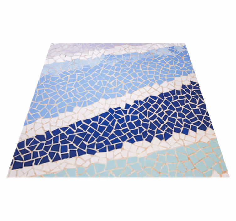 Tapis vinyle salle de bain carreaux bleus irréguliers - TenStickers