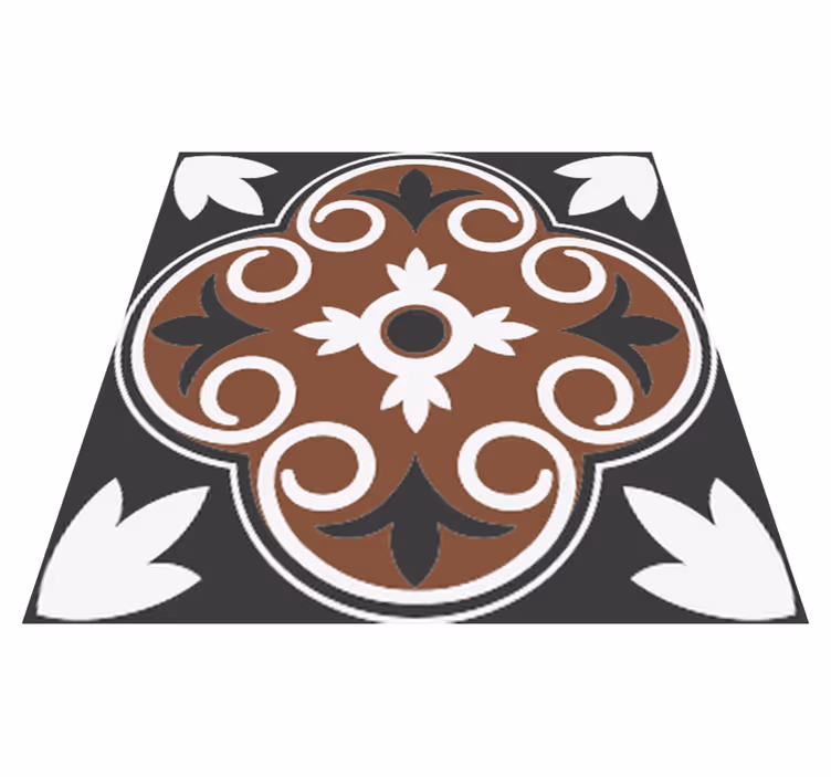 Tapis vinyle salle de bain motif vintage gris et marron - TenStickers