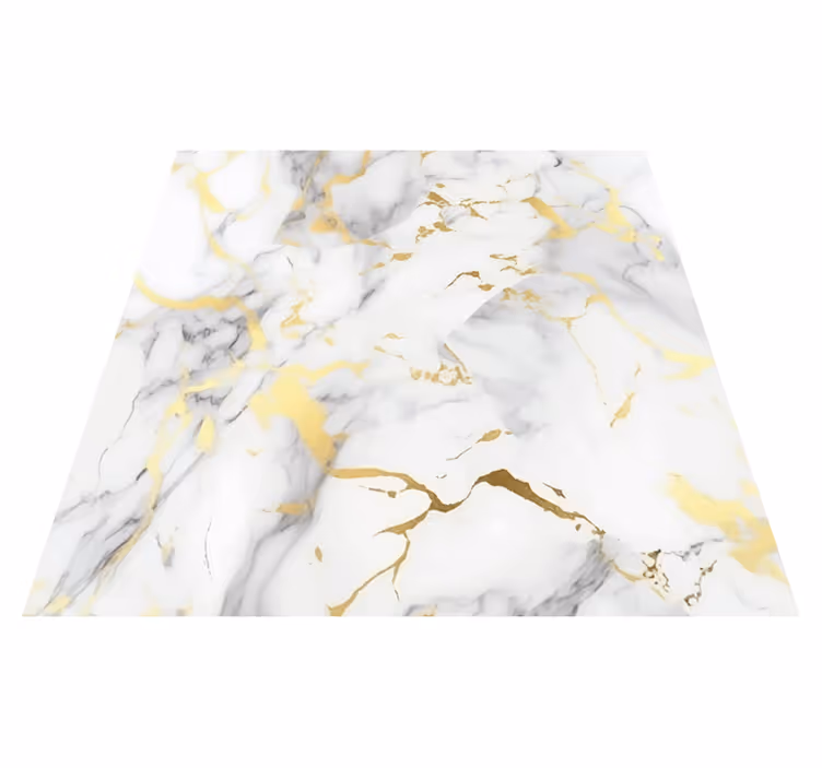 Tapis vinyle cuisine marbre blanc veiné d'or - TenStickers