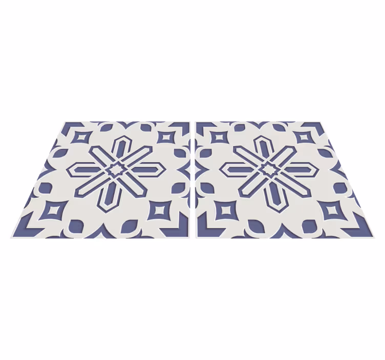 Tapis vinyle cuisine motifs carreaux ciment bleus et blancs - TenStickers