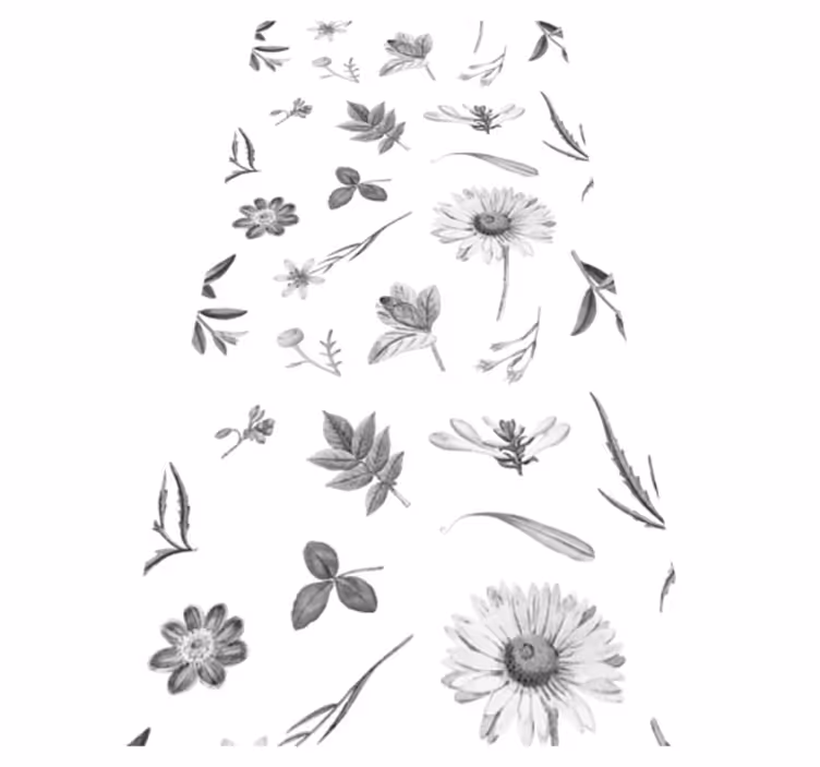 Tapis vinyle cuisine fleurs grises printemps - TenStickers