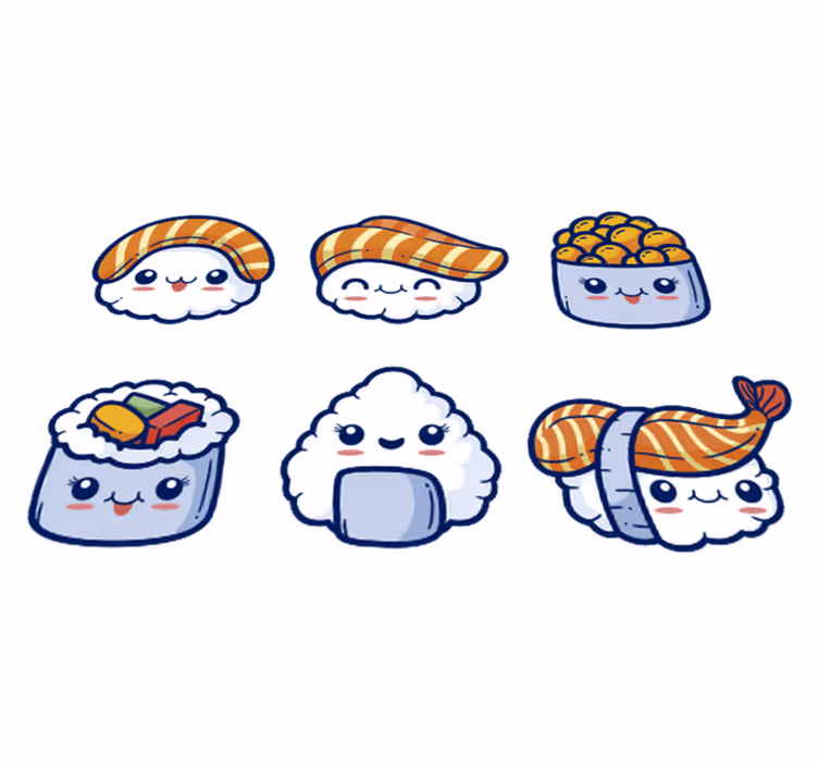 Tapis vinyle cuisine sushi mignon - TenStickers