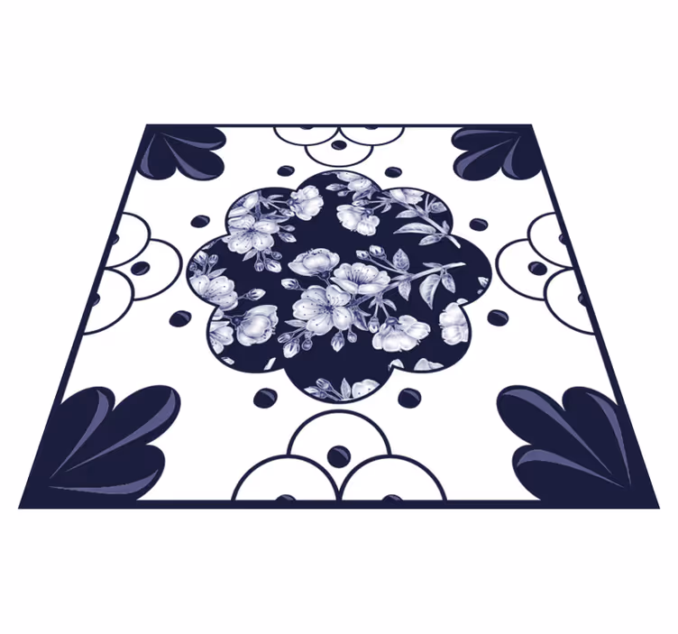 Tapis vinyle cuisine motifs fleurs - TenStickers