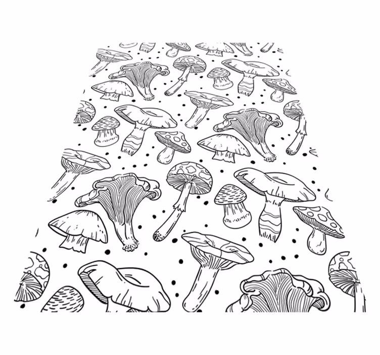Tapis vinyle cuisine motif champignon monochrome dessiné - TenStickers