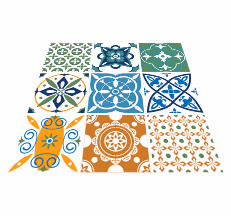 Tapis vinyle cuisine carrelage porcelaine mixte - TenStickers