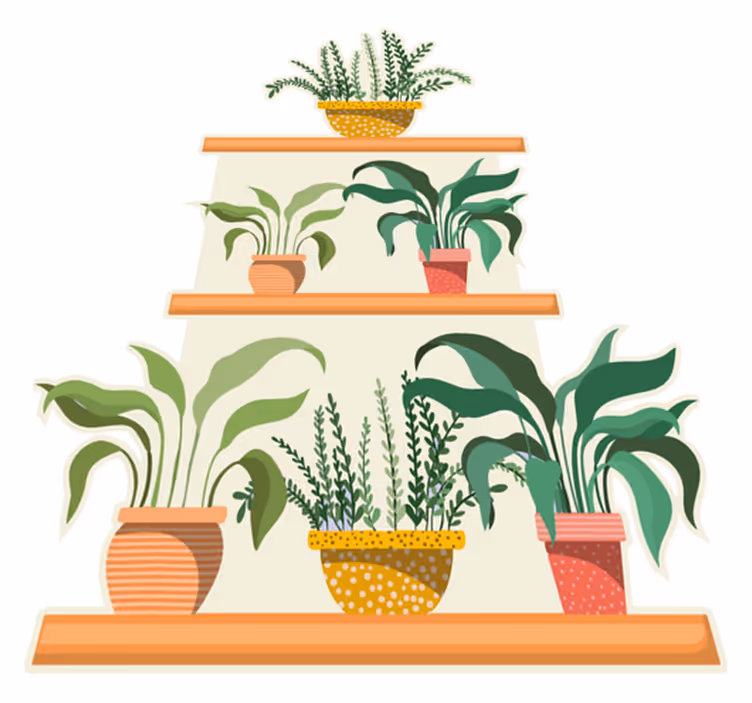 Tapis vinyle cuisine étagère avec plantes aquarelle - TenStickers