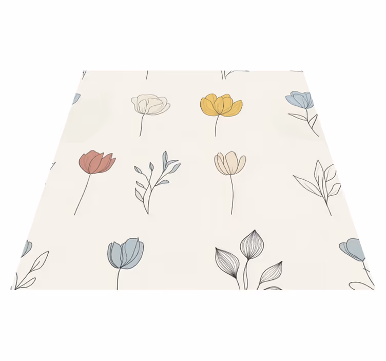 Tapis vinyle cuisine motif fleurs - TenStickers