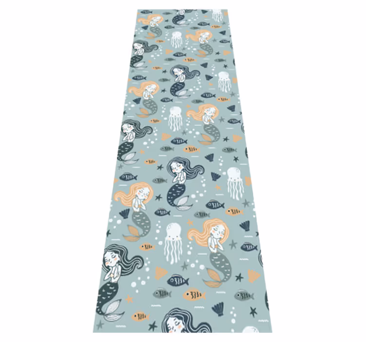 Tapis vinyle chambre motif sirène bleu magique - TenStickers