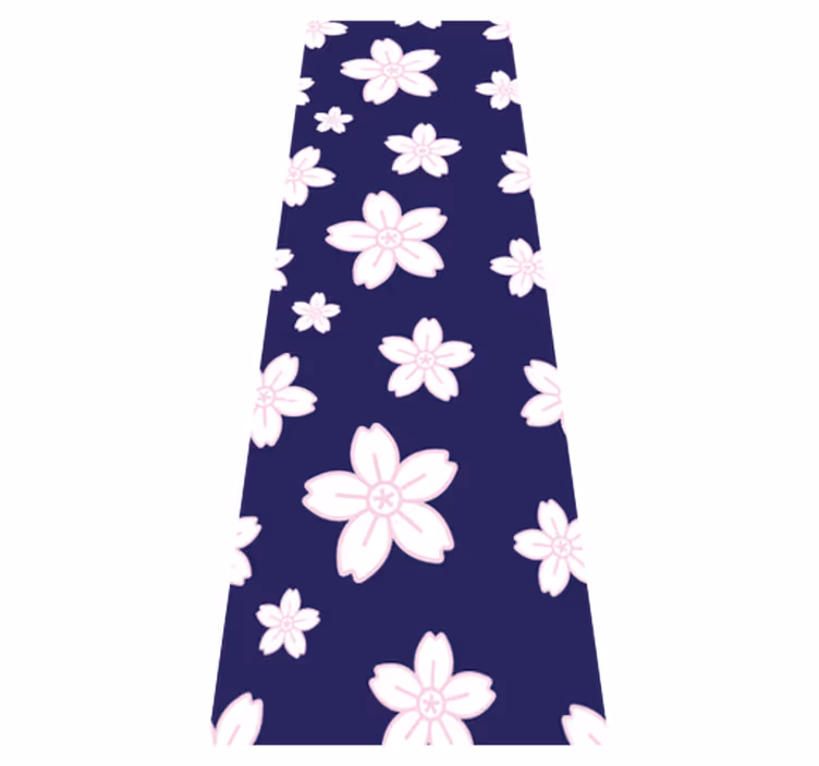Tapis vinyle chambre motif fleurs de prunier vintage bleu - TenStickers