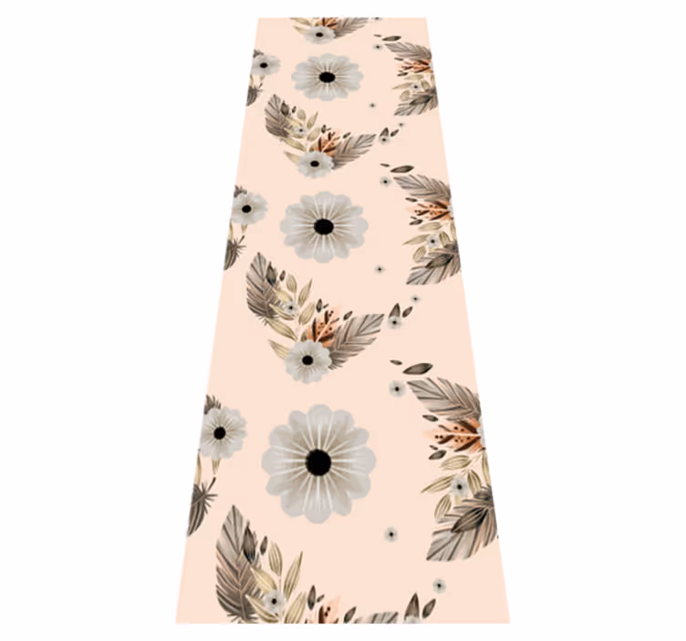 Tapis vinyle chambre motif fleurs pastel rose et noir - TenStickers