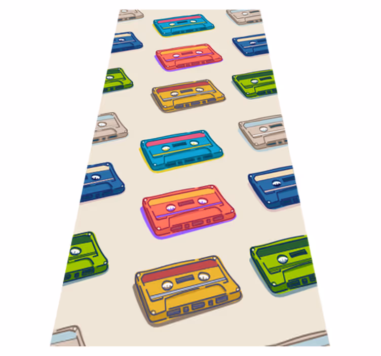 Tapis vinyle chambre motif cassette rétro multicolore - TenStickers