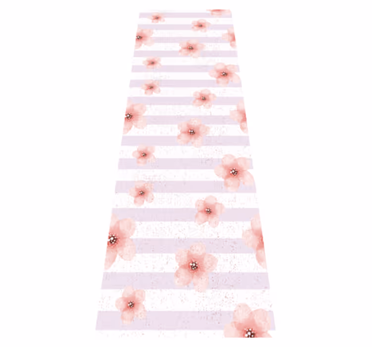 Tapis vinyle chambre shabby chic rayures roses verticales - TenStickers