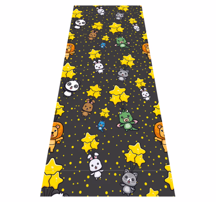 Tapis vinyle chambre animaux mignons sur ballons - TenStickers
