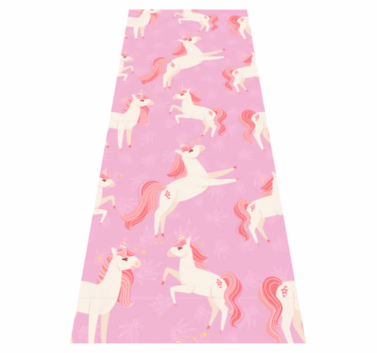 Tapis vinyle chambre licornes pastel avec plantes fleurs - TenStickers