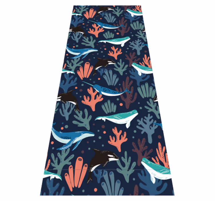 Tapis vinyle chambre animaux marins vibrants sur fond bleu - TenStickers