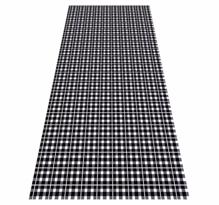 Tapis vinyle bureau motif vichy noir et blanc - TenStickers