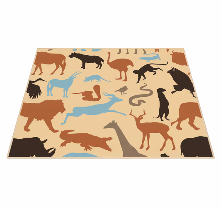 Tapis vinyle chambre silhouettes animaux de safari - TenStickers