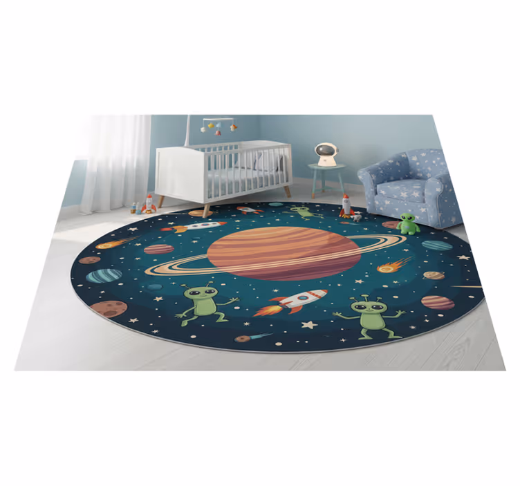 Tapis vinyle chambre illustration ronde d'aliens drôles - TenStickers