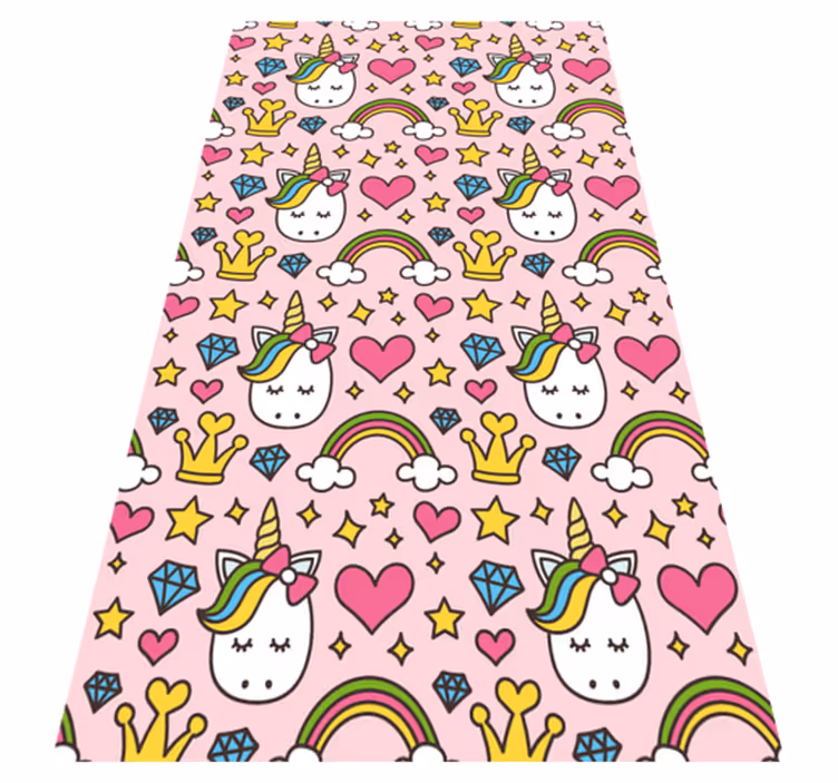 Tapis vinyle chambre jolis arcs-en-ciel et licornes - TenStickers