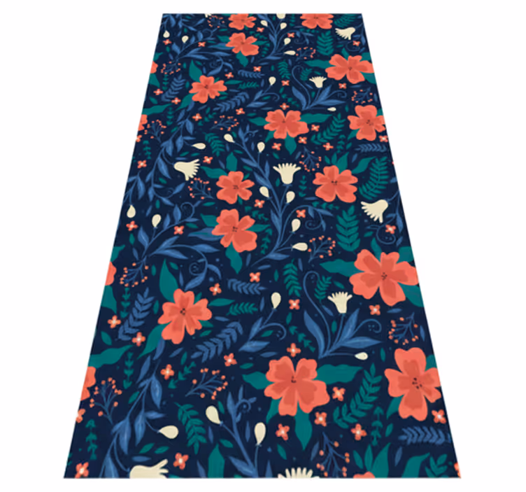 Tapis vinyle chambre fleurs artistiques nordiques - TenStickers