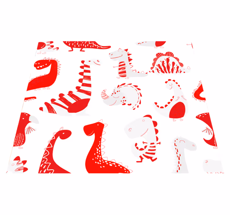 Tapis vinyle chambre dessins de dinosaures rouges - TenStickers