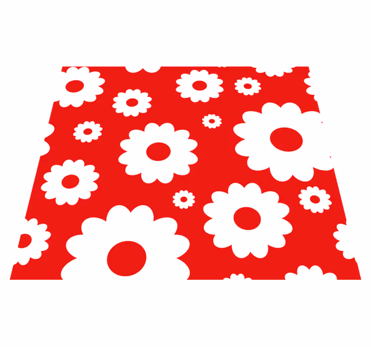 Tapis vinyle chambre marguerites blanches sur fond rouge - TenStickers