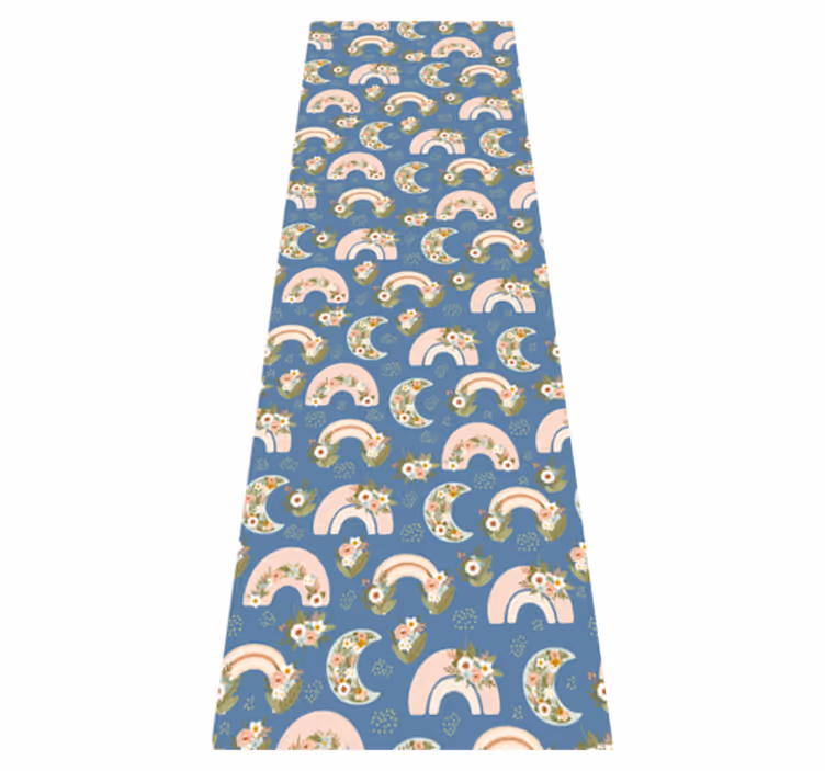 Tapis vinyle chambre motif enfants arc-en-ciel fleurs - TenStickers