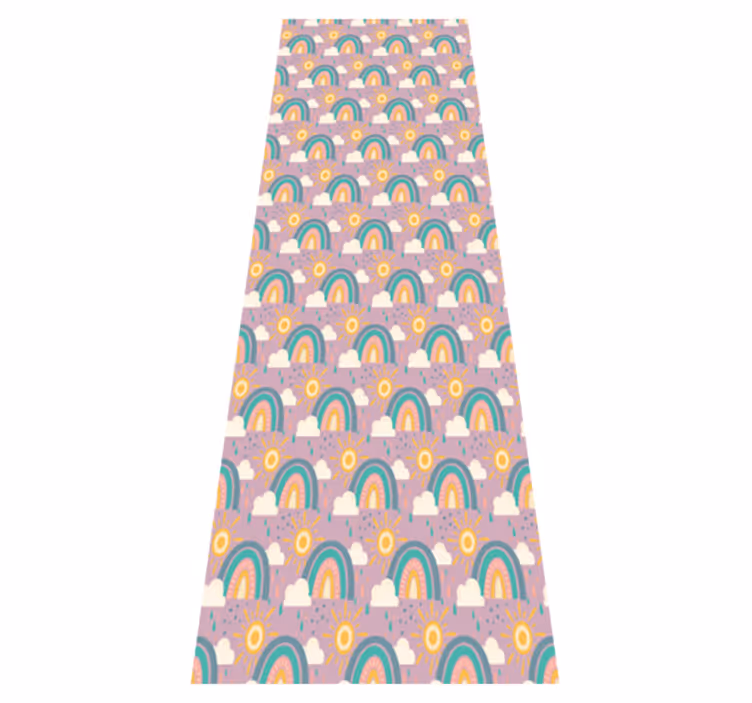 Tapis vinyle chambre motif mignon avec soleil et arc-en-ciel - TenStickers