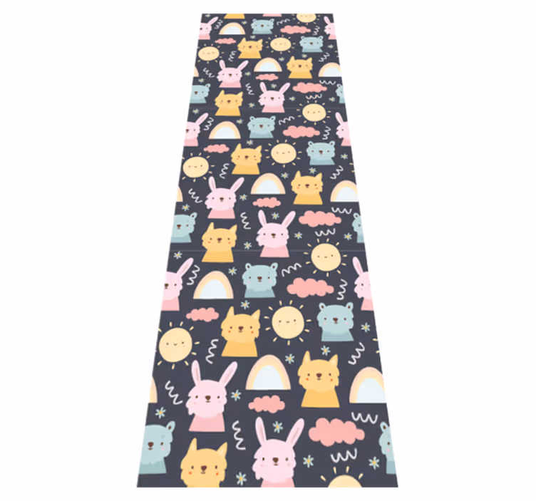 Tapis vinyle chambre animaux et arcs-en-ciel pastel - TenStickers
