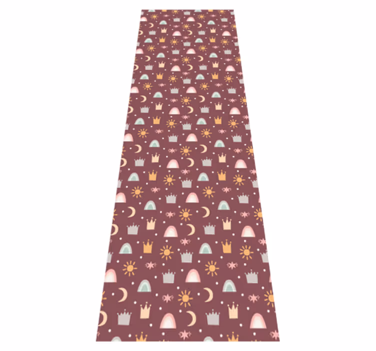 Tapis vinyle chambre motif couronnes étoiles et arcs-en-ciel - TenStickers