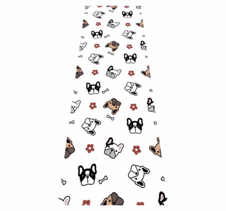 Tapis vinyle chambre fleurs et bulldogs français - TenStickers