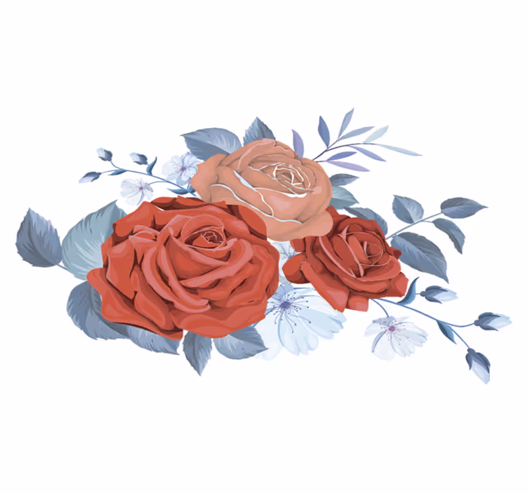 Tapis vinyle chambre fleurs bouquet bleu - TenStickers