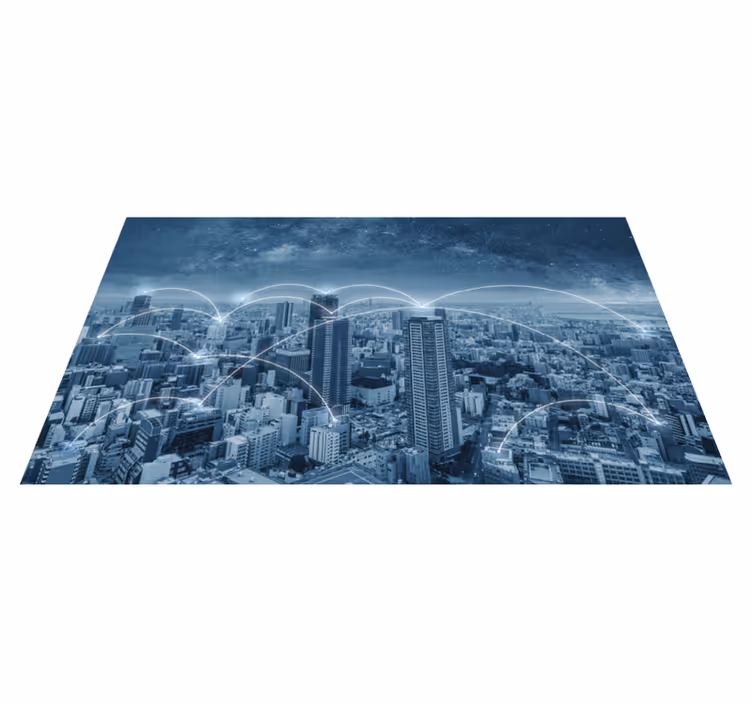 Tapis vinyle chambre paysage de gratte-ciels - TenStickers