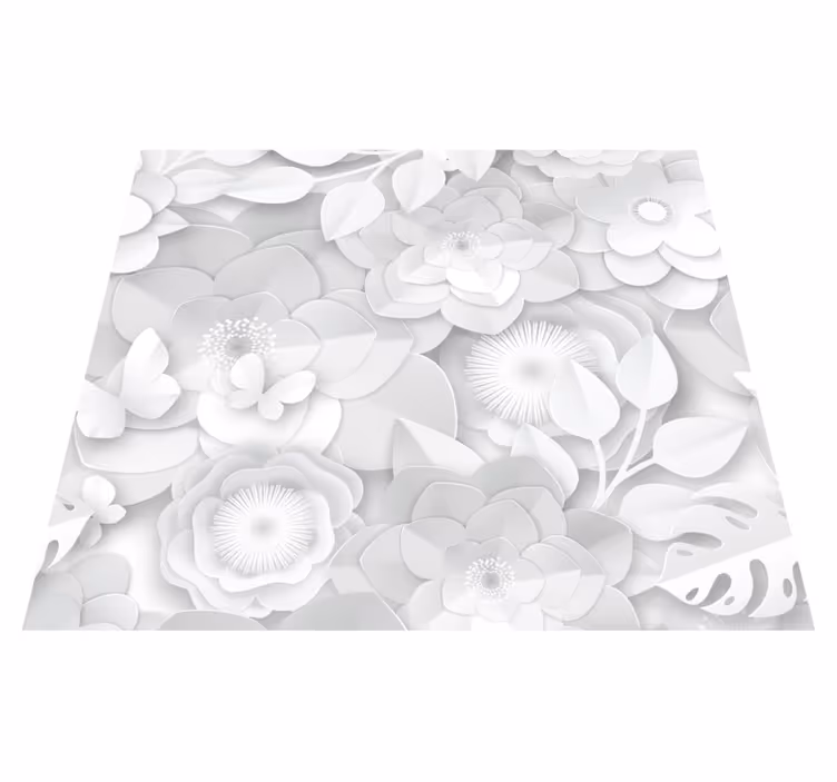 Tapis vinyle nature fleurs blanches 3d - TenStickers