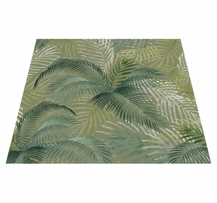 Tapis vinyle nature motif feuilles vertes - TenStickers