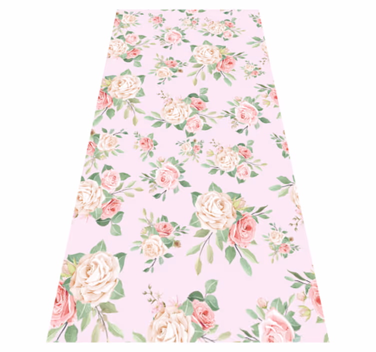 Tapis vinyle nature pivoines roses sur fond gris - TenStickers