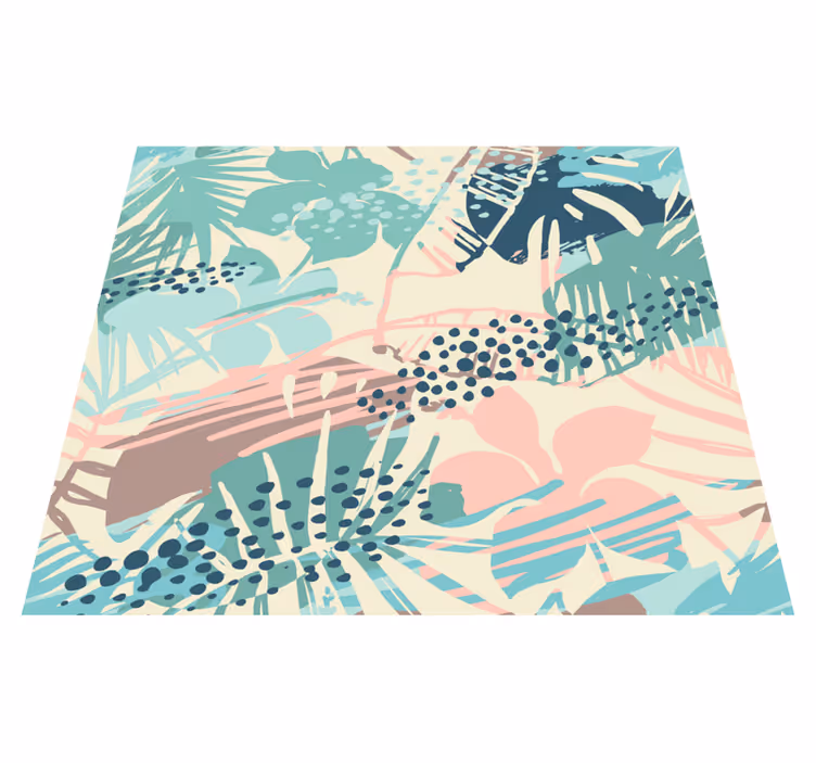 Tapis vinyle nature motifs tropicaux fleurs et points - TenStickers