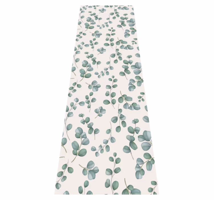 Tapis vinyle nature feuilles aquarelle sur fond beige - TenStickers