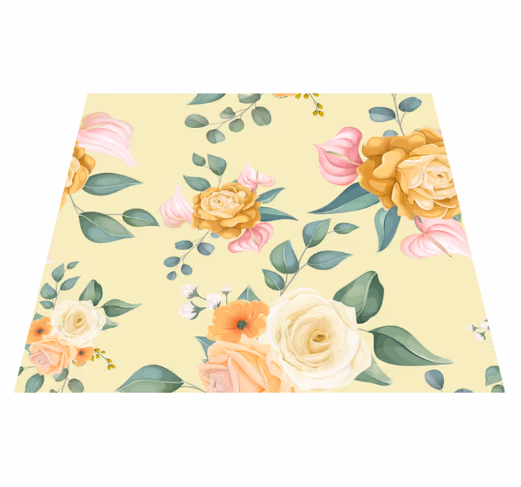 Tapis vinyle nature roses jaunes style vintage - TenStickers